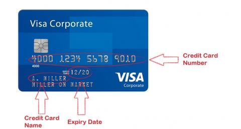 Front of credit card details