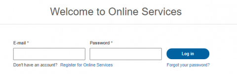 Login fields on online services homepage